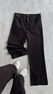 Jeans wide leg elastizado marron